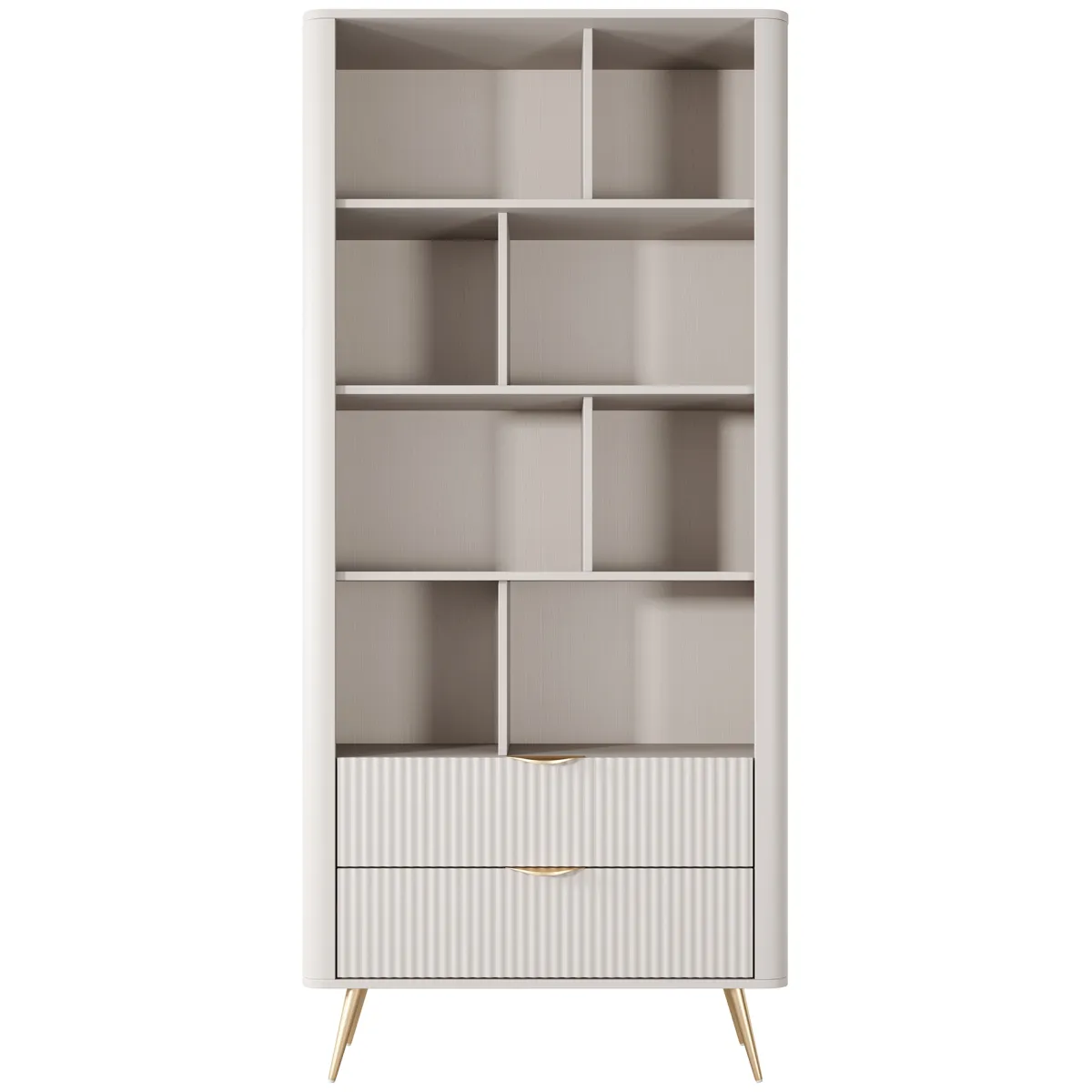Librerie > Dmora Libreria Beige oro 2 Cassetti 4 Ripiani 88x38x194h cm, con Piedini - Kabavasi Oro, Beige