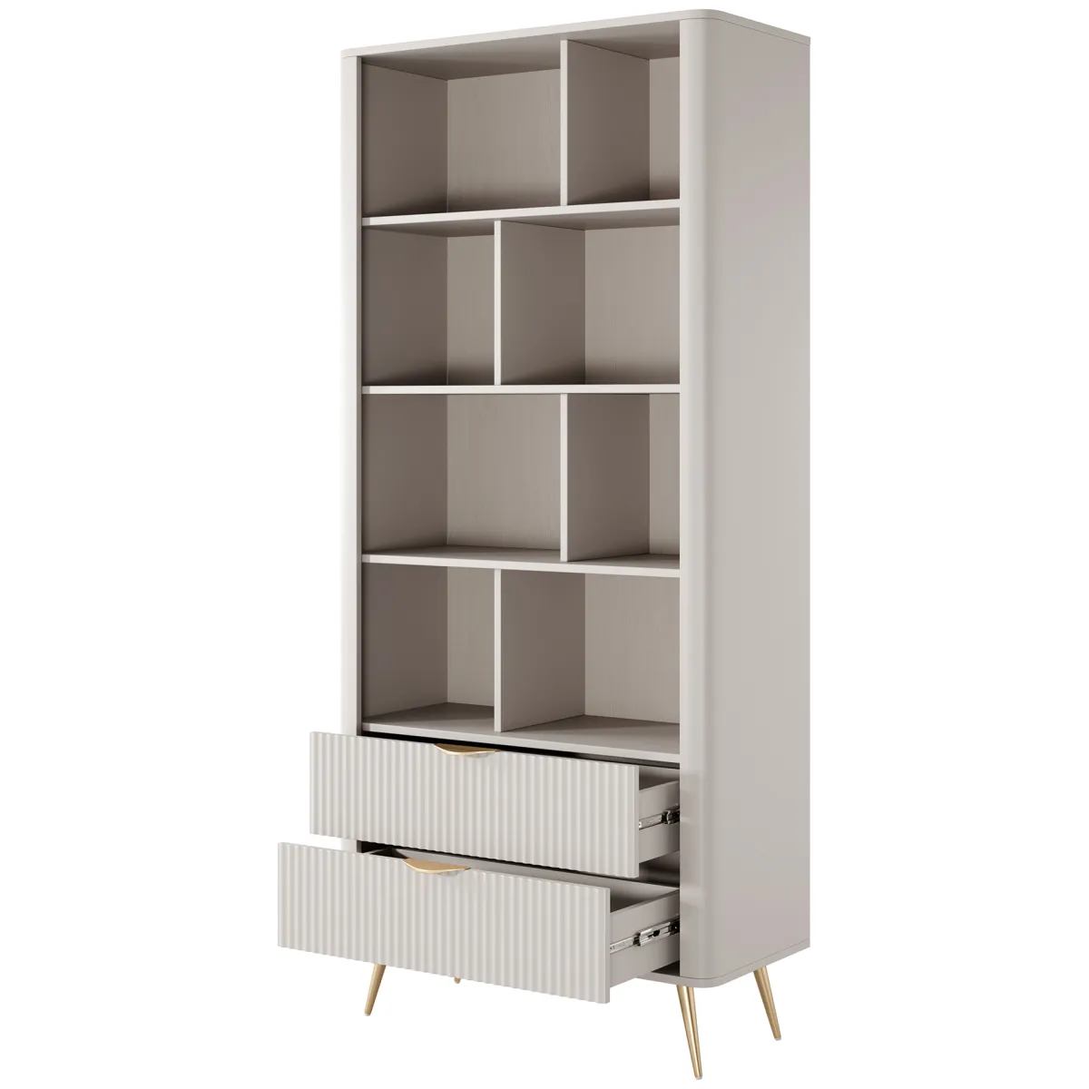 Librerie > Dmora Libreria Beige oro 2 Cassetti 4 Ripiani 88x38x194h cm, con Piedini - Kabavasi Oro, Beige