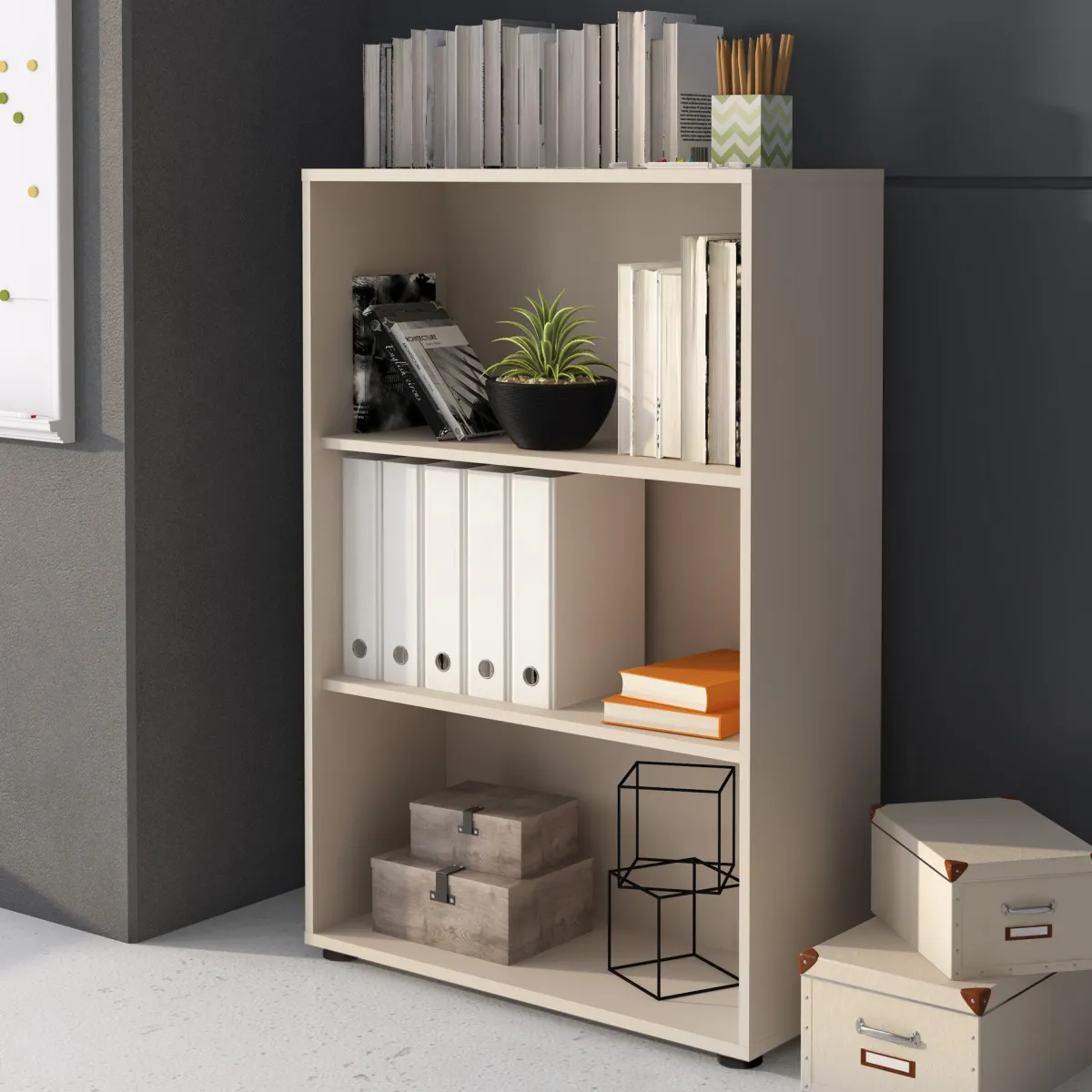 Librerie > Dmora Libreria 2 Ripiani Installazione a Terra 79x34x118h cm, - Leporano Beige