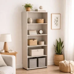 Libreria Beige 4 Ripiani Installazione a Terra 79x34x188h cm, - Brugnera