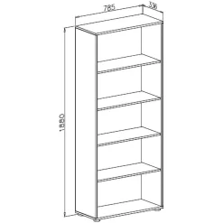 Libreria Beige 4 Ripiani Installazione a Terra 79x34x188h cm, - Brugnera