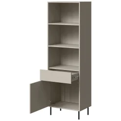 Libreria Beige un Cassetto 3 Ripiani 60x39x184h cm, con Piedini in Metallo - Pioraco