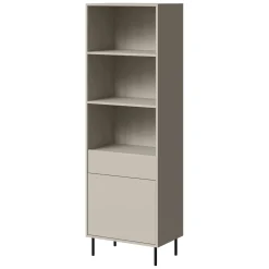 Libreria Beige un Cassetto 3 Ripiani 60x39x184h cm, con Piedini in Metallo - Pioraco