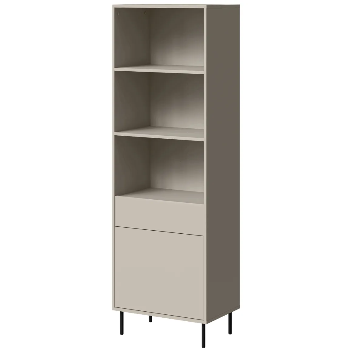 Libreria Beige un Cassetto 3 Ripiani 60x39x184h cm, con Piedini in Metallo - Pioraco