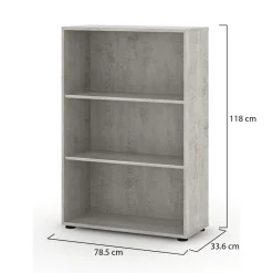 Librerie > Dmora Libreria Bianco Grigio Cemento 4 Ripiani Installazione a Terra 79x34x188h cm, Sfumatura Colore Struttura Cemento - Brugnera Grigio, Bianco Cemento