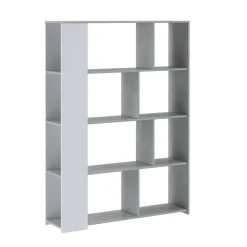 Librerie > Dmora Libreria Bianco Grigio Cemento 9 Ripiani Installazione a Terra 93x28x142h cm, Sfumatura Colore Struttura Cemento - Budrio Grigio, Bianco Cemento