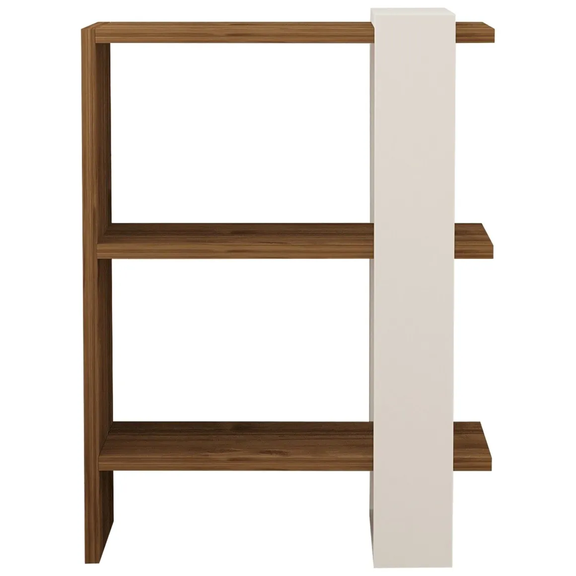 Libreria Bianco Marrone Noce 3 Ripiani Installazione Libera 52x25x70h cm, Sfumatura Colore Struttura Noce - Netro