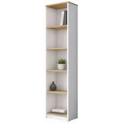 Librerie > Dmora Libreria Bianco Marrone Rovere 4 Ripiani Installazione Libera 40x25x162h cm, Sfumatura Colore Struttura Rovere - Clitunno Marrone, Bianco Rovere