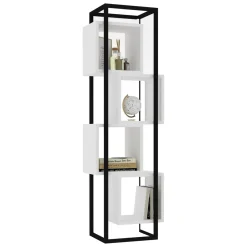 Librerie > Dmora Libreria Bianco Marrone Rovere 4 Ripiani Installazione Libera 64x24x150h cm, Sfumatura Colore Struttura Rovere - Equo Marrone, Bianco Rovere