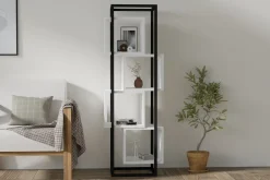 Librerie > Dmora Libreria Bianco Marrone Rovere 4 Ripiani Installazione Libera 64x24x150h cm, Sfumatura Colore Struttura Rovere - Equo Marrone, Bianco Rovere