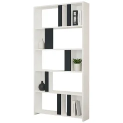 Libreria Bianco Nero Antracite 4 Ripiani Installazione Libera 90x20x180h cm, Sfumatura Colore Struttura Antracite - Tribogna