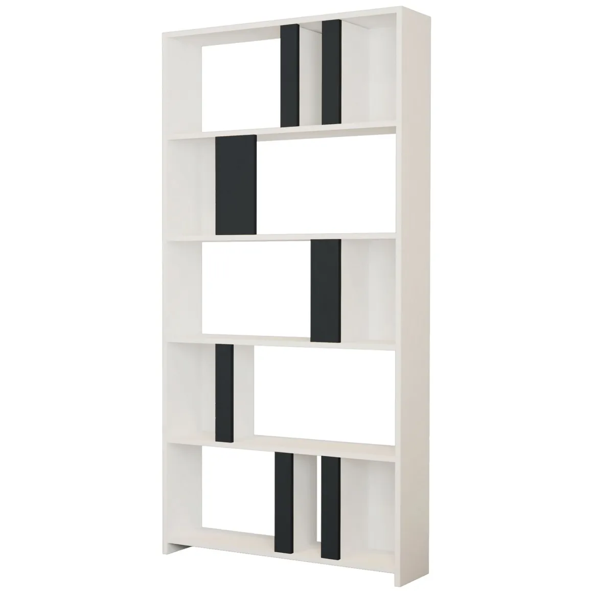 Librerie > Dmora Libreria Bianco Nero Antracite 8 Ripiani Installazione Fissaggio al Muro 90x25x172h cm, Sfumatura Colore Struttura Antracite - Cergnago Nero, Bianco Antracite