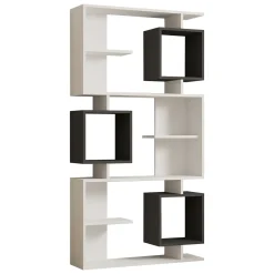 Librerie > Dmora Libreria Bianco Nero Antracite 8 Ripiani Installazione Fissaggio al Muro 90x25x172h cm, Sfumatura Colore Struttura Antracite - Cergnago Nero, Bianco Antracite