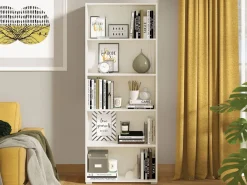 Libreria Bianco Opaco 4 Ripiani Installazione a Terra 70x24.5x176.5h cm, Sfumatura Colore Struttura Opaco - Urgnano