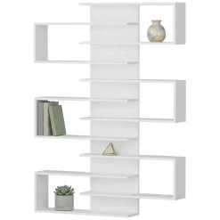 Librerie > Dmora Libreria 11 Ripiani Installazione Fissaggio al Muro 75x21x161h cm, - Trenzano Bianco