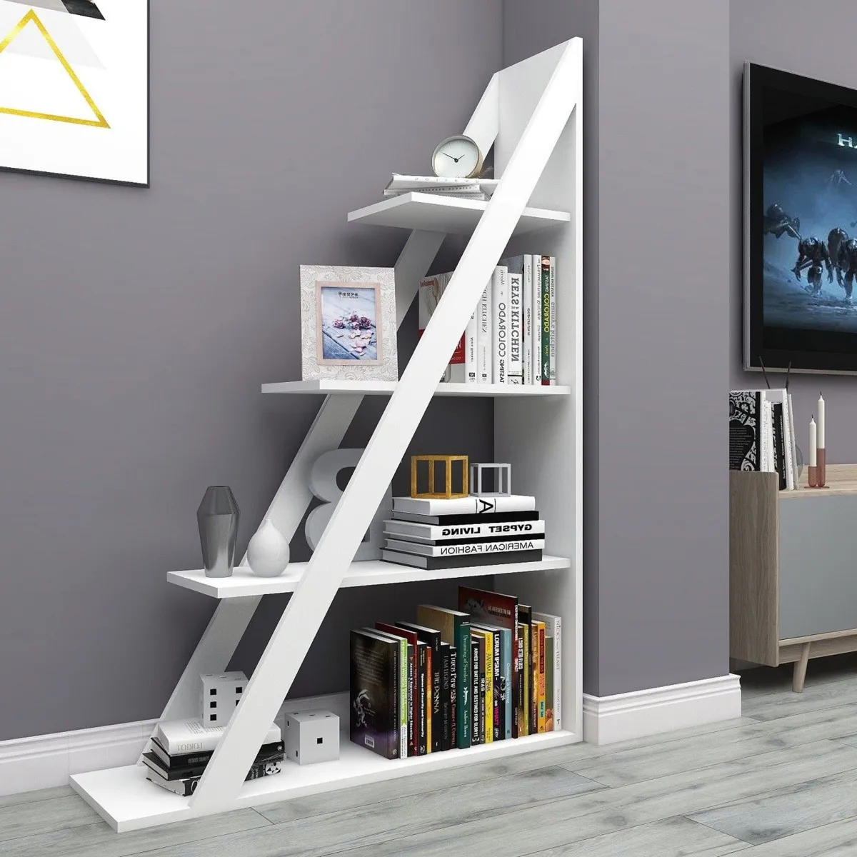 Librerie > Dmora Libreria 3 Ripiani Installazione Libera 100x30x150h cm, Struttura Verticale - Camaiore Bianco