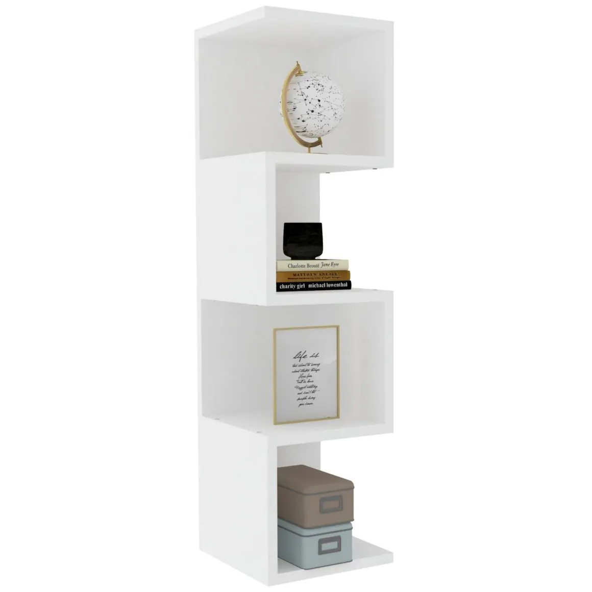 Libreria Bianco 3 Ripiani Installazione Libera 27x25x95h cm, Struttura Verticale - Cissone