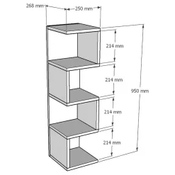 Libreria Bianco 3 Ripiani Installazione Libera 27x25x95h cm, Struttura Verticale - Cissone