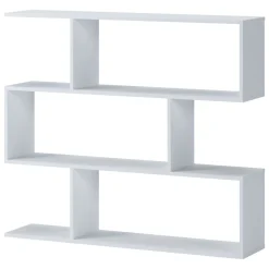 Libreria Bianco 3 Ripiani Installazione a Terra 110x25x96h cm, Portata Ripiani 15 - Terzolas