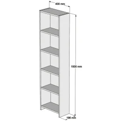 Librerie > Dmora Libreria 4 Ripiani Installazione Libera 40x20x150h cm, Struttura Verticale - Civo Bianco