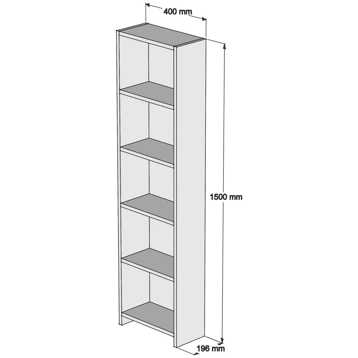 Librerie > Dmora Libreria 4 Ripiani Installazione Libera 40x20x150h cm, Struttura Verticale - Civo Bianco