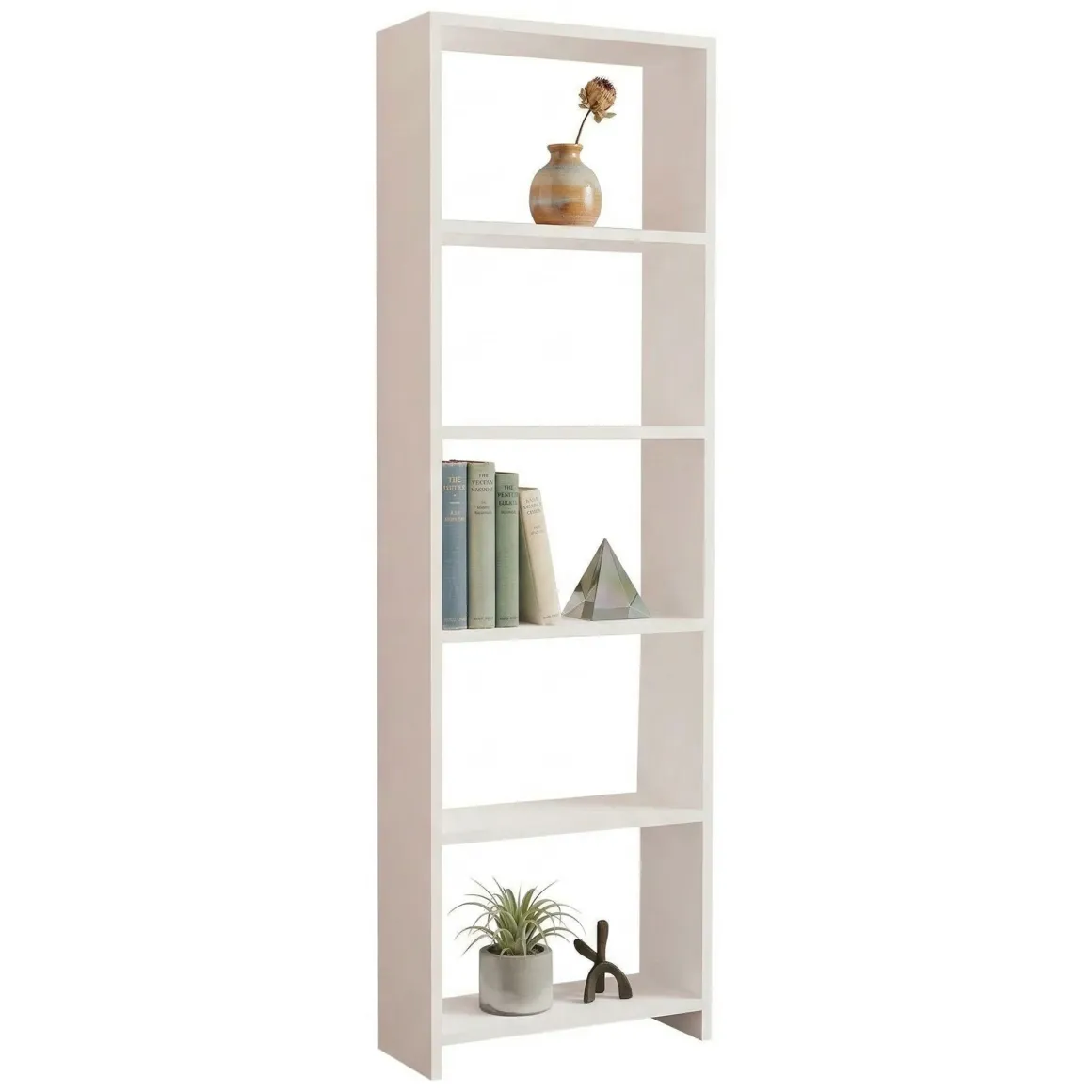 Librerie > Dmora Libreria 5 Ripiani Installazione Libera 80x32x180h cm, Struttura Verticale - Vas Bianco