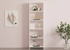 Librerie > Dmora Libreria 5 Ripiani Installazione Libera 80x32x180h cm, Struttura Verticale - Vas Bianco