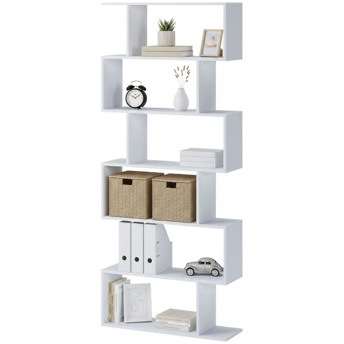 Libreria Bianco 5 Ripiani Installazione a Terra 80x25x191h cm, Portata Ripiani 15 - Clisi