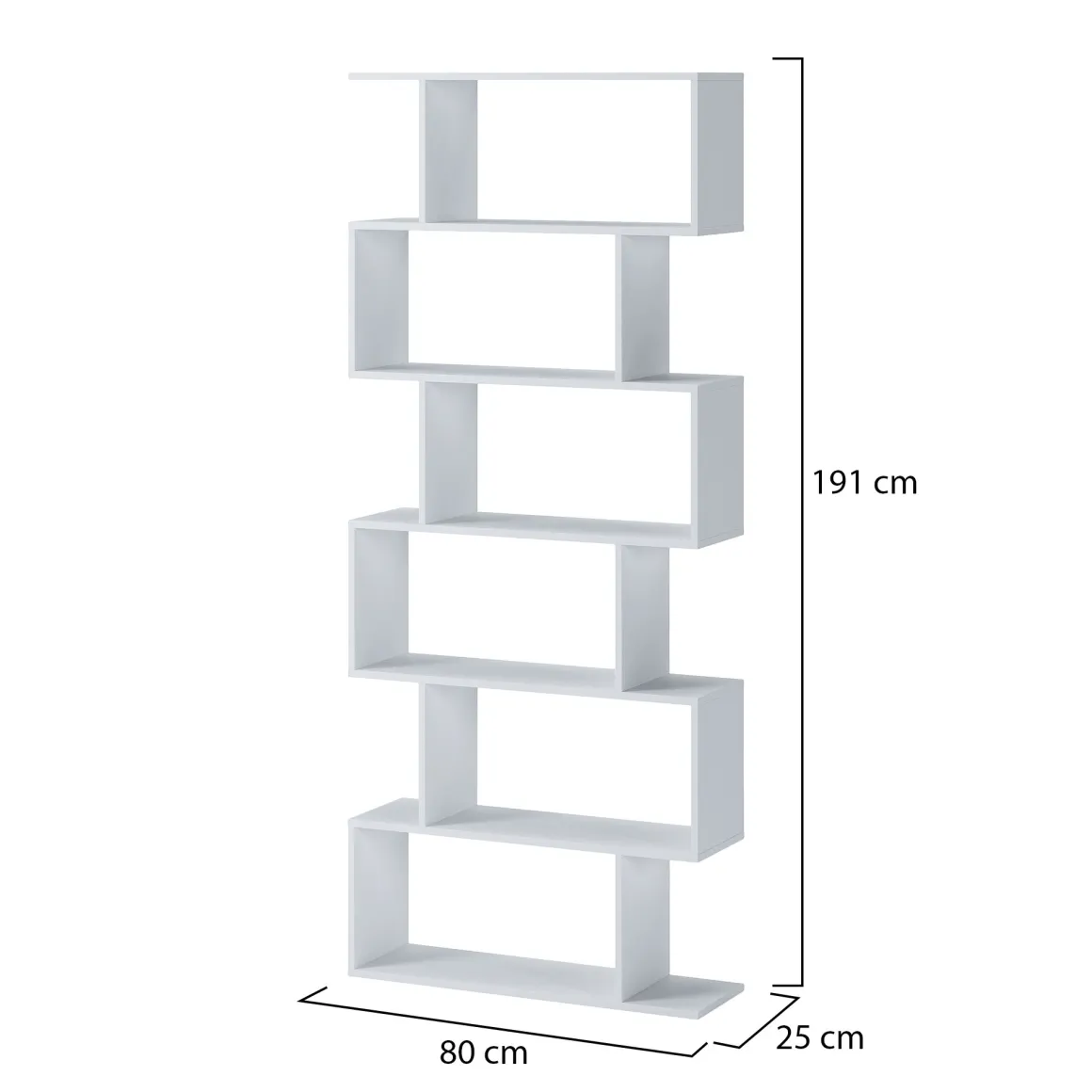 Libreria Bianco 5 Ripiani Installazione a Terra 80x25x191h cm, Portata Ripiani 15 - Clisi