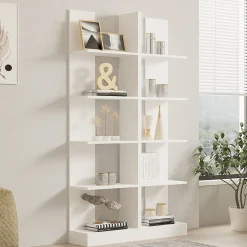 Libreria Bianco 8 Ripiani Installazione Libera 100x26x180h cm, Struttura Verticale - Noasca