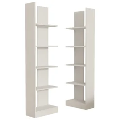 Libreria Bianco 8 Ripiani Installazione Libera 100x26x180h cm, Struttura Verticale - Noasca