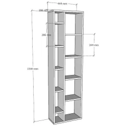 Librerie > Dmora Libreria 9 Ripiani Installazione a Terra 93x28x142h cm, Struttura a zig zag - Budrio Bianco