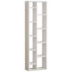 Libreria Bianco 9 Ripiani Installazione Libera 44x20x150h cm, Struttura Verticale - Mortara
