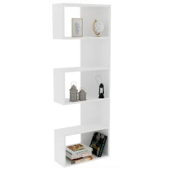 Libreria Bianco Rovere 4 Ripiani Installazione Libera 52x19x150h cm, Struttura Verticale - Nave