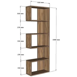 Libreria Bianco Rovere 4 Ripiani Installazione Libera 52x19x150h cm, Struttura Verticale - Nave
