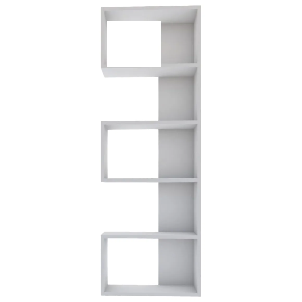 Libreria Bianco Rovere 4 Ripiani Installazione Libera 52x19x150h cm, Struttura Verticale - Nave