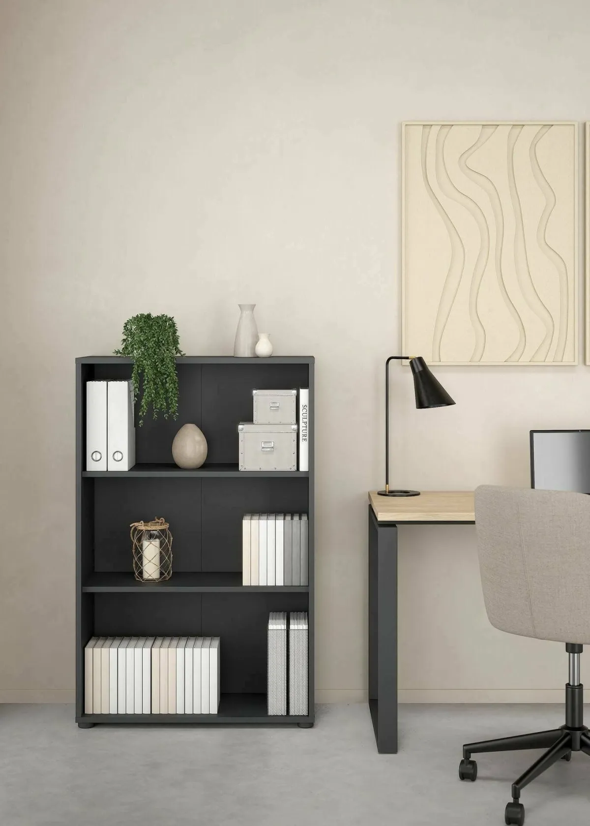 Librerie > Dmora Libreria chic grigia 79x123h cm - Sparto Grigio