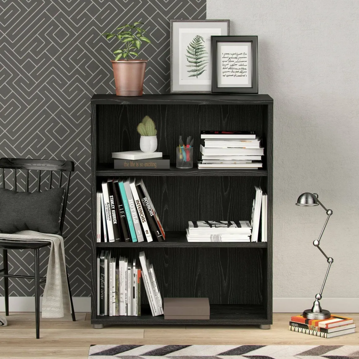Libreria chic nera 89x113h cm - Aziza