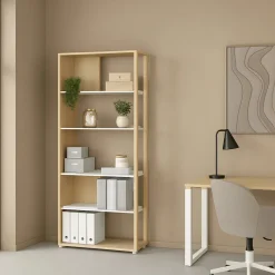 Librerie > Dmora Libreria chic rovere e bianca 79x204h cm - MuGuiying Bianco, Marrone Rovere