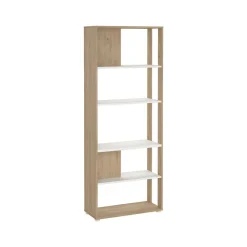 Librerie > Dmora Libreria chic rovere e bianca 79x204h cm - MuGuiying Bianco, Marrone Rovere