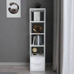Librerie|Ufficio > Dmora Libreria con 2 cassetti bianca e antracite 39x169h cm - Arsim Nero, Bianco Antracite