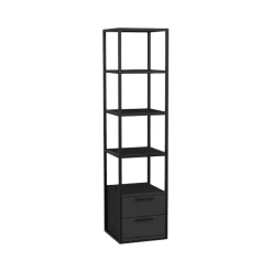 Libreria con 2 cassetti nera e antracite 39x169h cm - Arsim