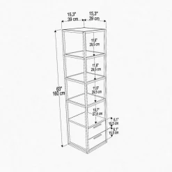 Librerie|Ufficio > Dmora Libreria con 2 cassetti nera e quercia 39x169h cm - Arsim Marrone, Nero Quercia