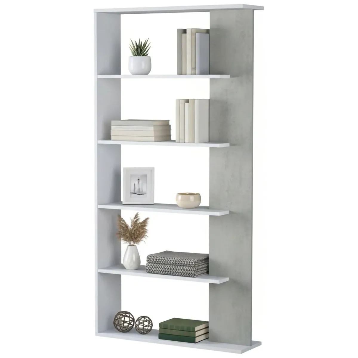 Librerie|Ufficio > Dmora Libreria divisoria bianca e cemento 90x180h cm - Eolo Grigio, Bianco Cemento