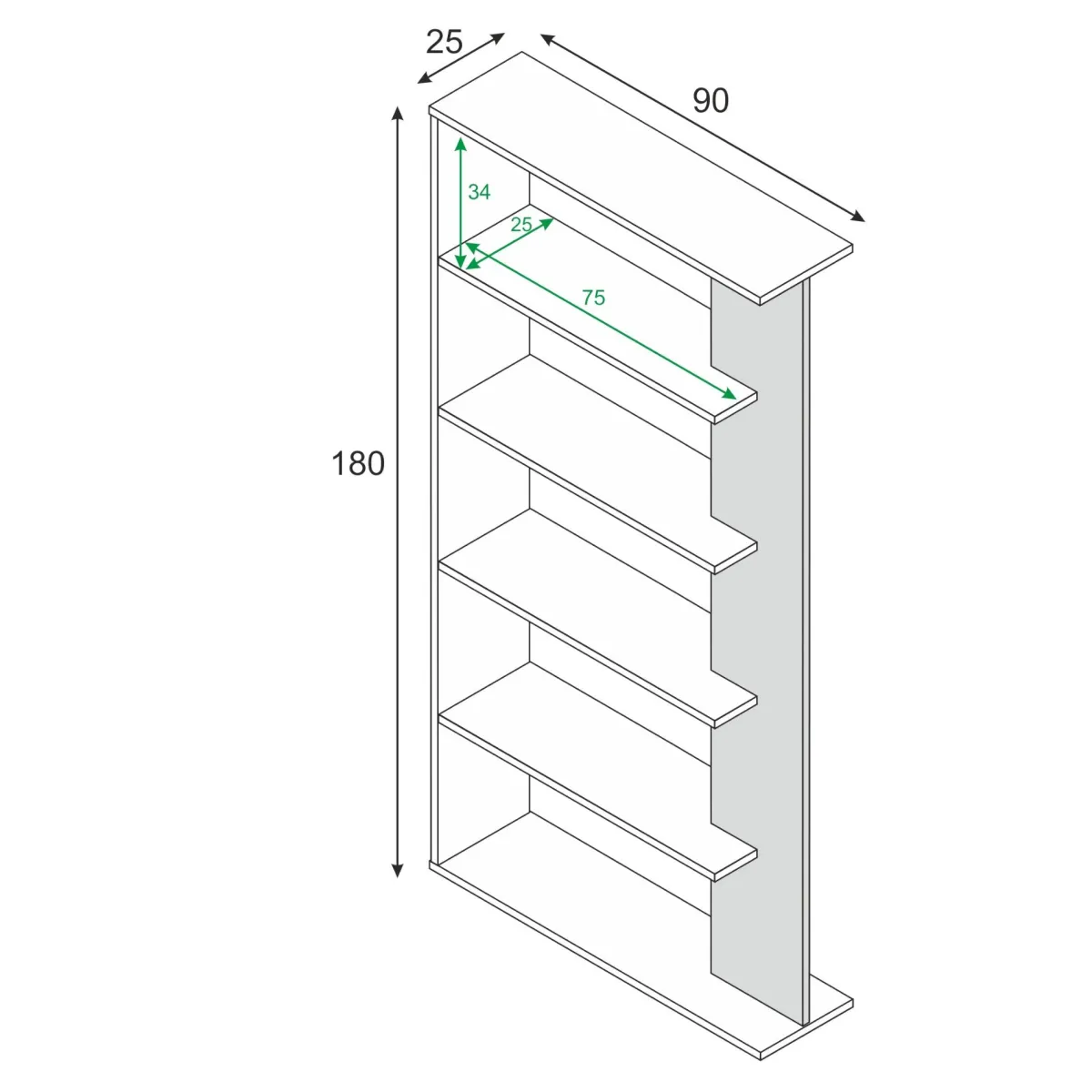 Librerie|Ufficio > Dmora Libreria divisoria bianca e cemento 90x180h cm - Eolo Grigio, Bianco Cemento