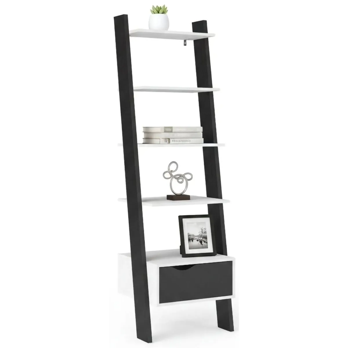 Librerie > Dmora Libreria elegante bianca e nera 55x180h cm - Acascia Nero, Bianco