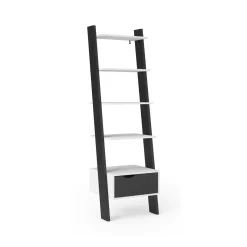 Librerie > Dmora Libreria elegante bianca e nera 55x180h cm - Acascia Nero, Bianco