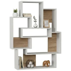 Libreria elegante bianca e quercia 101x132h cm - KhaiMuk