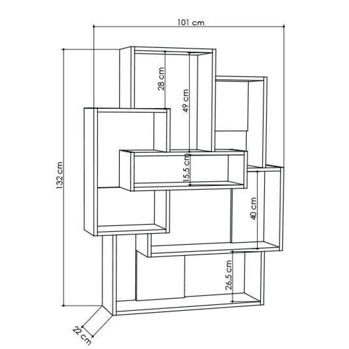 Libreria elegante bianca e quercia 101x132h cm - KhaiMuk