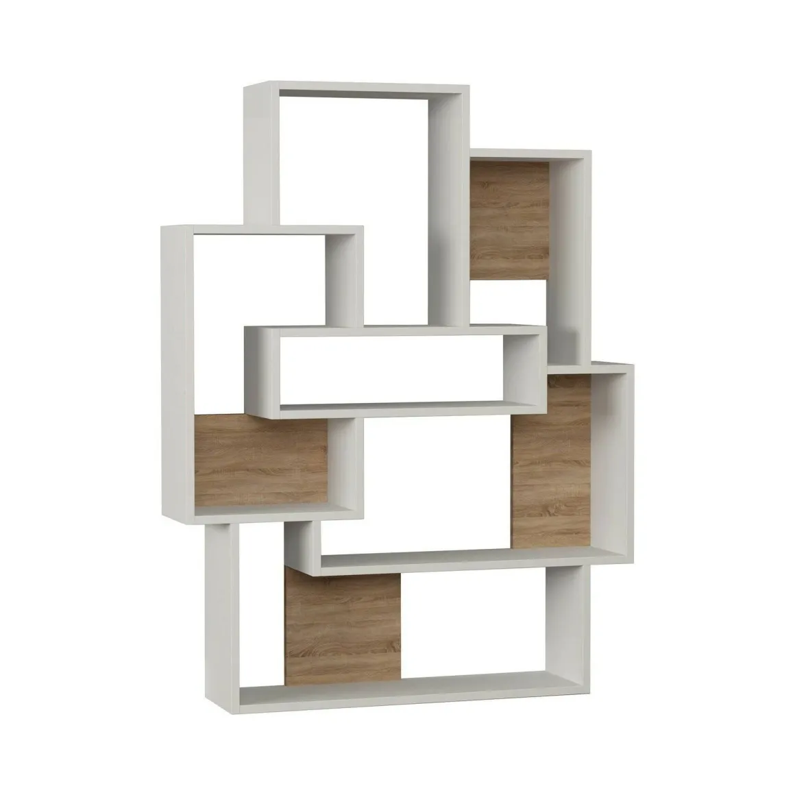 Libreria elegante bianca e quercia 101x132h cm - KhaiMuk